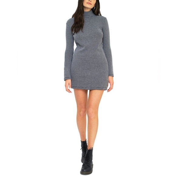 Anthropologie Sol Angeles Twilight Mockneck Long Sleeve Checkered Mini Dress - Picture 1 of 7